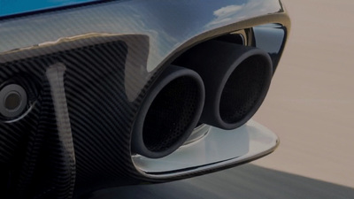 a close up of a car's exhaust system