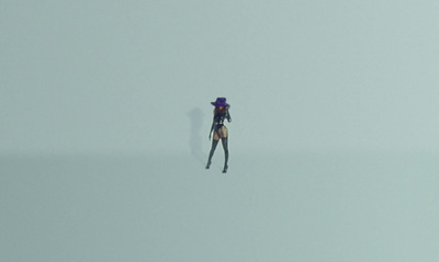 a woman in a purple hat is flying through the air