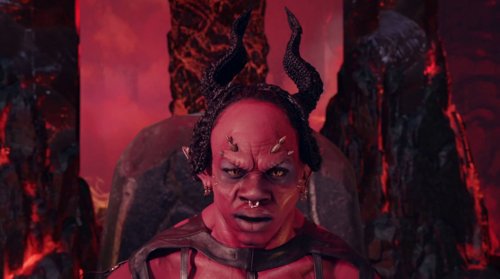 a demonic looking man with horns and horns on his head