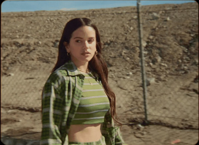 a woman standing in front of a fence