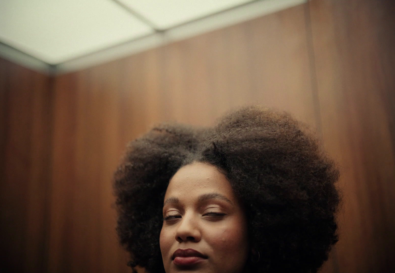 a close up of a person with an afro