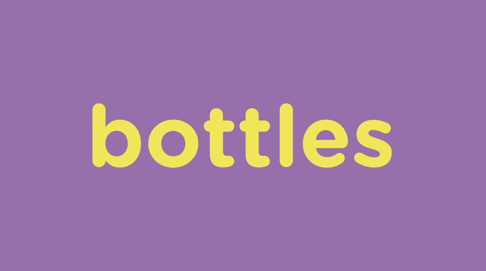 a purple background with a yellow word that says bottles