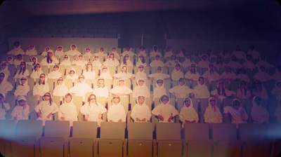 a large group of people in white uniforms