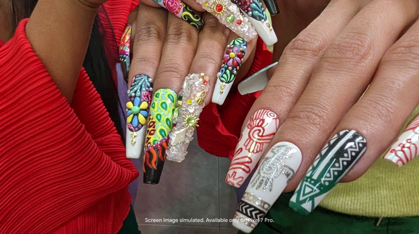 a group of people with colorful nail polish on their hands