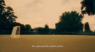 a picture of a tennis court with trees in the background