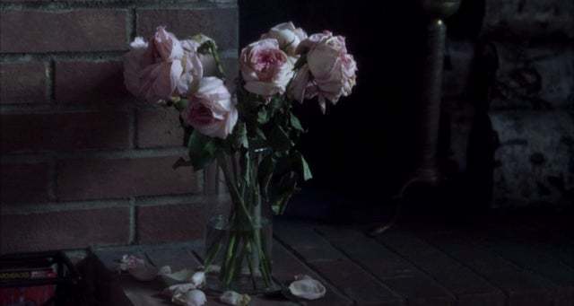 a vase filled with pink roses sitting on a table