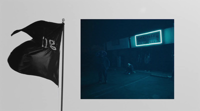 a black and white photo of a flag and a black and white photo of a