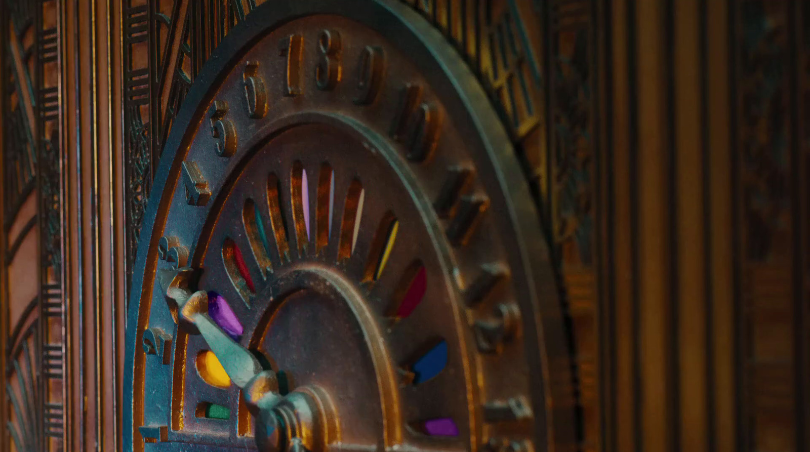 a close up of a clock on a wooden wall