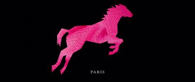 a picture of a pink horse on a black background