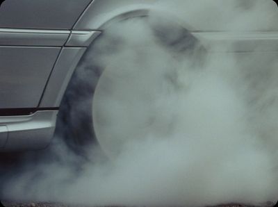 a car with a lot of smoke coming out of it