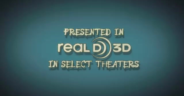 a logo for a movie with the words, presented in real 3d in select theatre