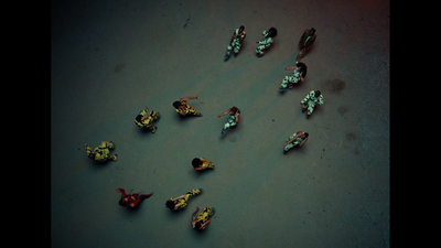 a group of toy figurines laying on the ground