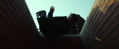 a man falling down a flight of stairs