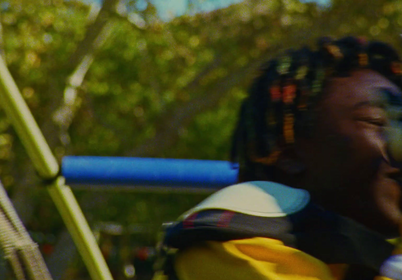 a close up of a person with a frisbee in his hand