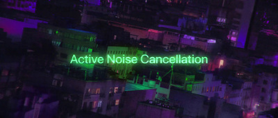 a neon sign that reads active noise candle