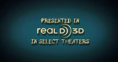 the title for the animated film, presented in real 3d in select theatre