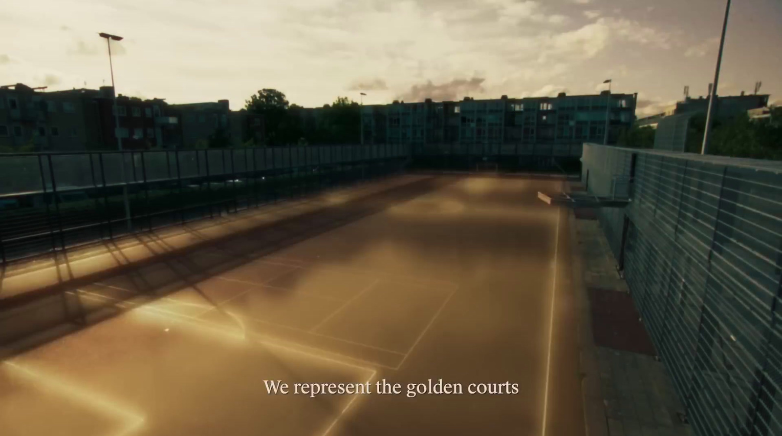 a tennis court with the words we represent the golden courts