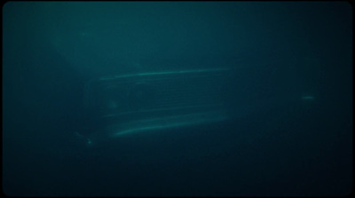 a close up of a car in the water