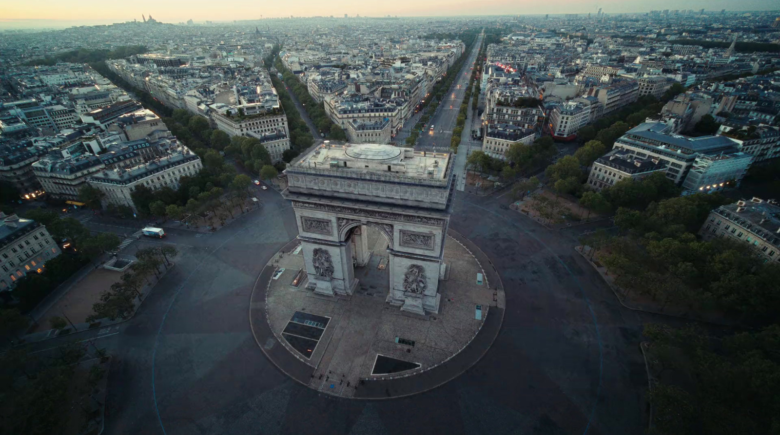 an aerial view of the eiffel tower in paris