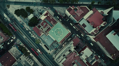 an aerial view of a city with lots of buildings