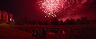 a group of people watching a fireworks display