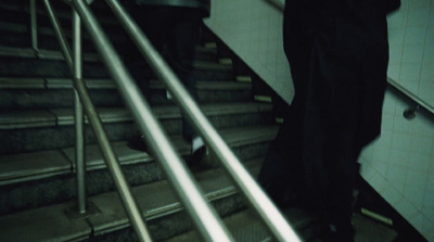 a person walking up a flight of stairs