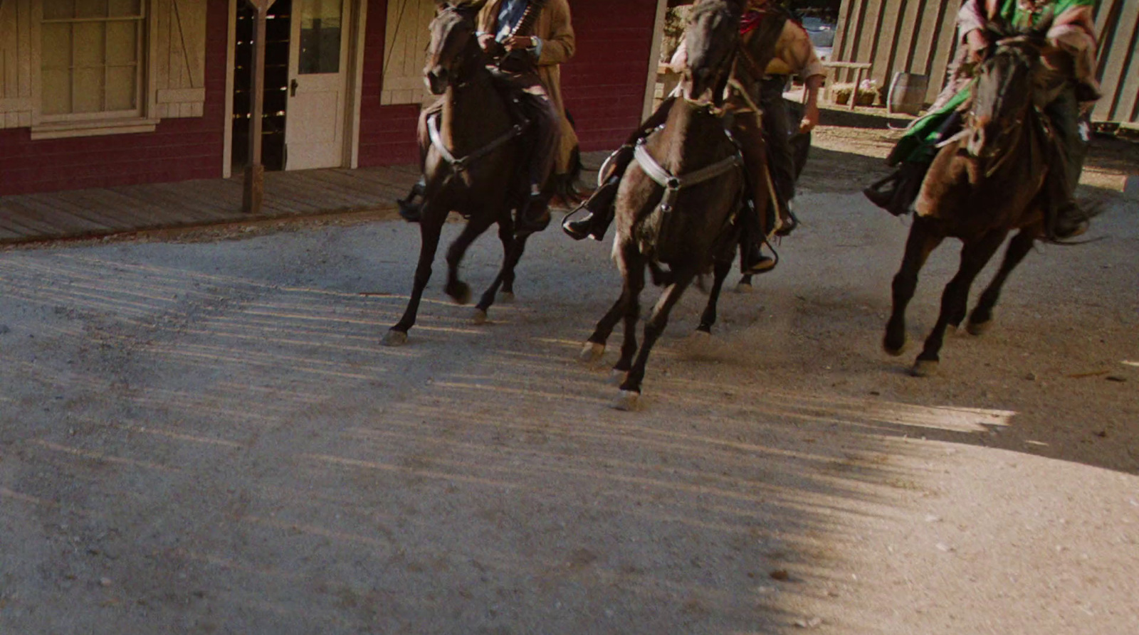 a group of people riding on the backs of horses