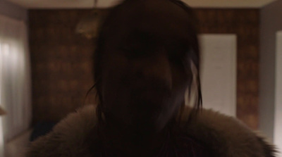 a blurry photo of a woman in a fur coat