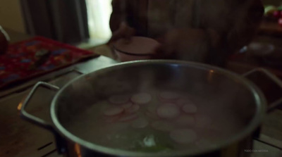 a pot of boiling water on a stove