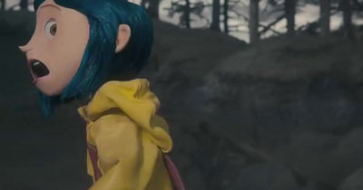 a person with blue hair and a yellow jacket