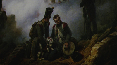 a painting of a group of men standing next to each other