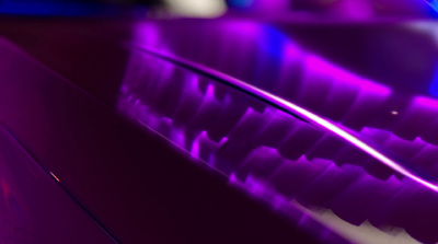 a close up of a purple object with a blurry background