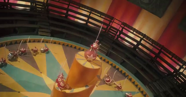 an aerial view of a carnival ride at night