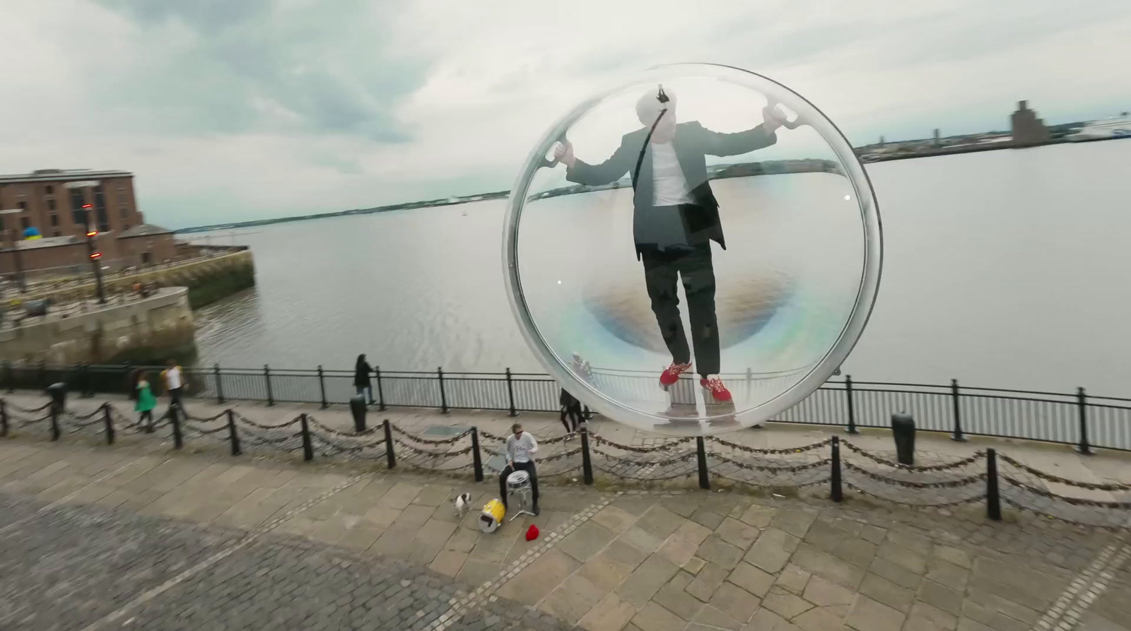 a man in a suit is in a bubble