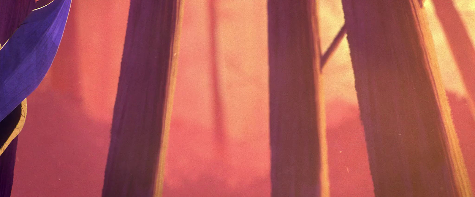 a close up of a purple and yellow curtain