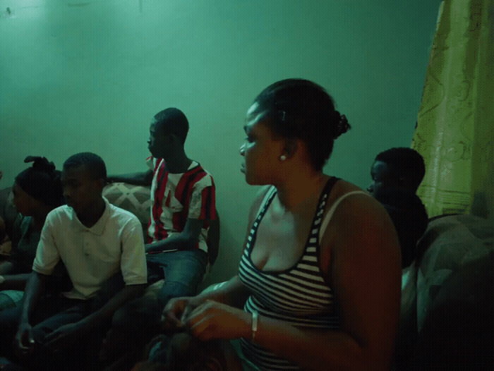 a group of people sitting in a room