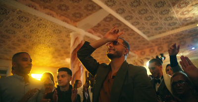 a group of people standing in a room