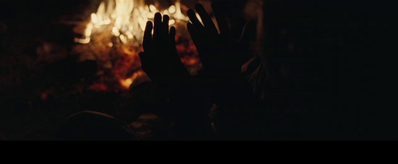 a group of people raising their hands in front of a fire