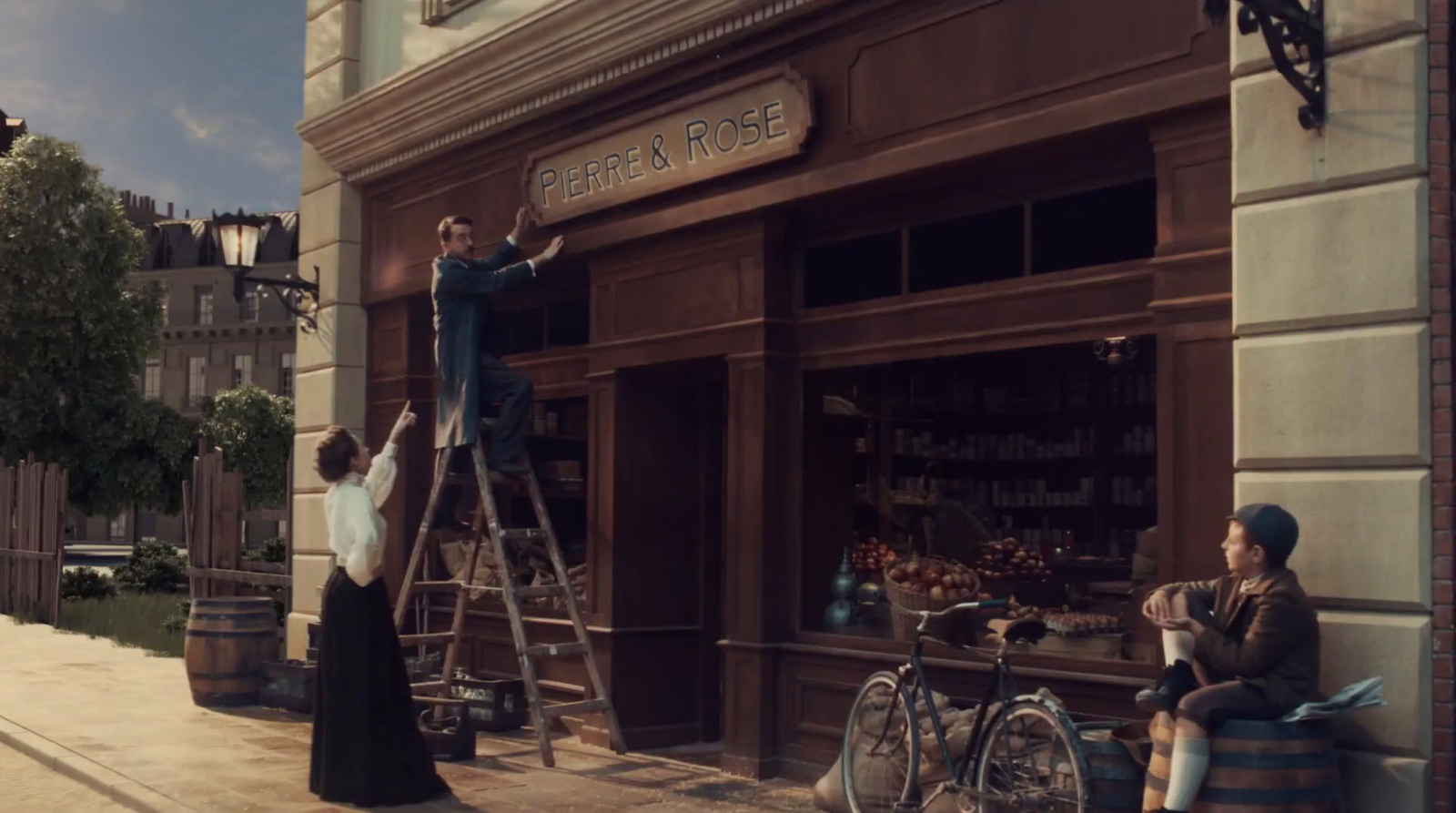 a group of people standing on top of a ladder