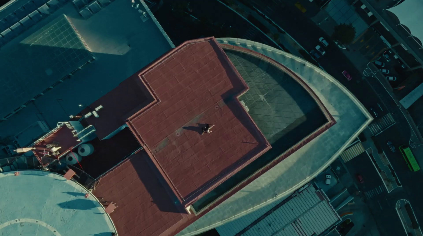 a bird's eye view of a skateboard park