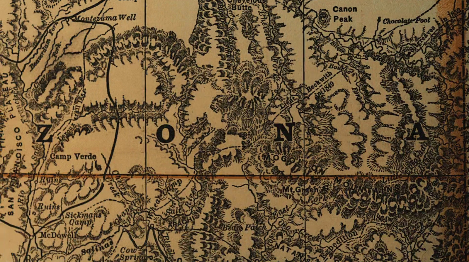 an old map of the mountains of arizona