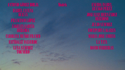 a group of words written in pink on a blue sky