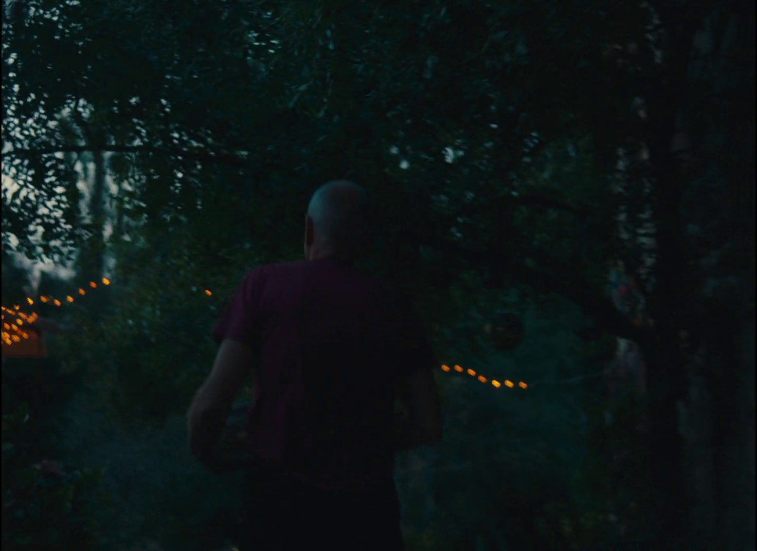 a man standing in the dark with a frisbee in his hand