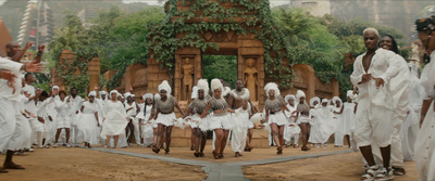 a large group of people dressed in white