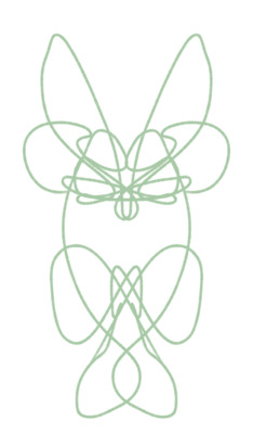 a drawing of a butterfly with a knot around it's neck