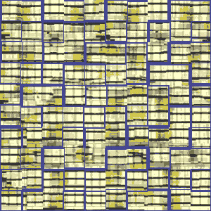 a blue and yellow pattern with squares