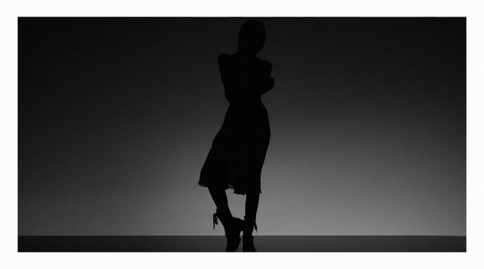 a silhouette of a woman in a dress