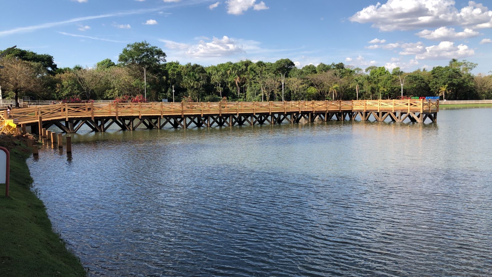 a wooden bridge over a body of water