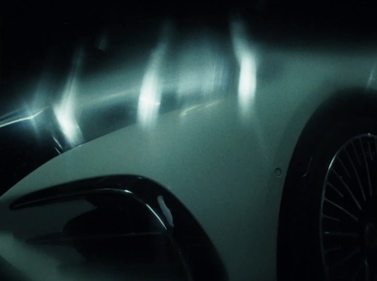 a close up of a car in the dark