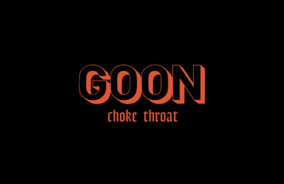 a black background with the words goon in red